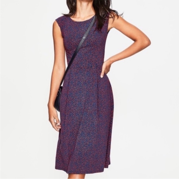Boden Dresses & Skirts - Boden Women's Marina Midi Blue Jersey Dress With Red Floral Print. US Size 12R.